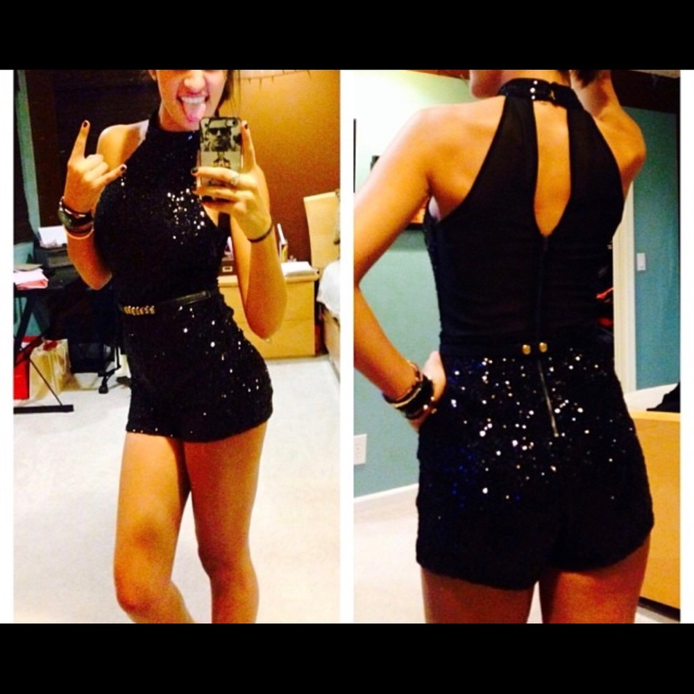 LF sparkle jumpsuit with mesh back